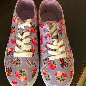 FabKids Girls Floral Sneaker, Size 2